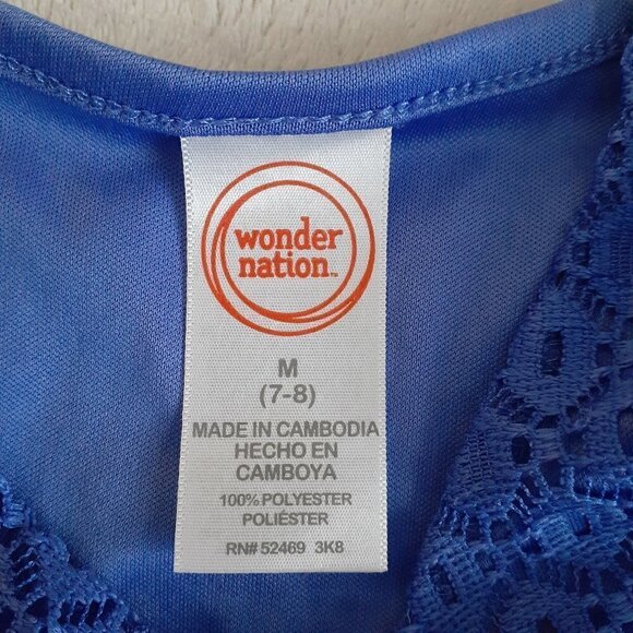 Wonder Nation Girl's Size M (7-8) Blue White Floral Lace Sheer Dress - Picture 6 of 10